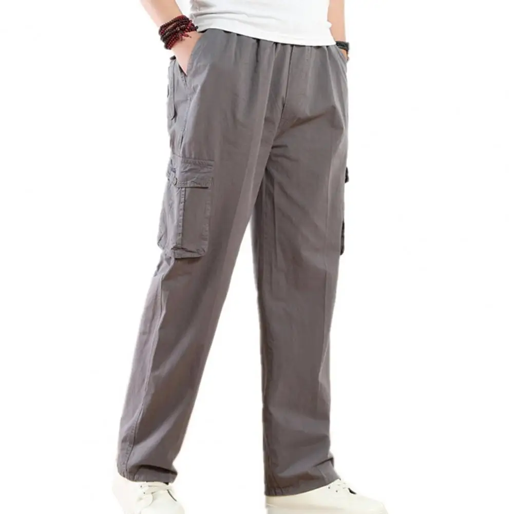 

Men Loose Trousers Versatile Men's Cargo Pants Breathable Multi-pocketed Streetwear-ready Trousers for Casual Daily Wear