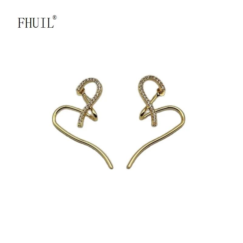 

Heart Stud Earrings For Women Elegant Wedding High Quality Korean Fashion Jewelry Long Drop Earring S925 Silver Needle Gift