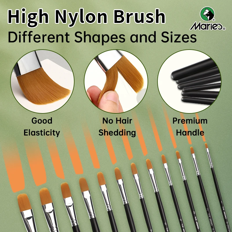 마리의 아트 브러쉬 키트 6개, 나일론 헤어 필버트 페인트 브러쉬, 개학, 크리스마스 등에 적합, 성인용