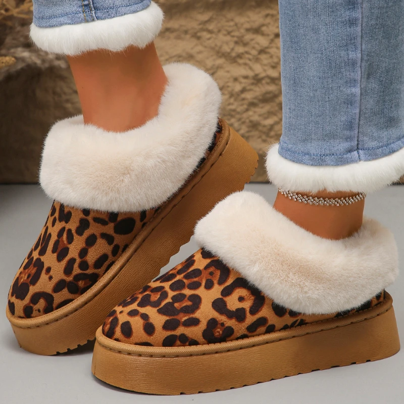 Woman Casual Platform Snow Boots Winter Leopard Designer Trend Outdoor Warm Comfort Non Slip Boots for Women