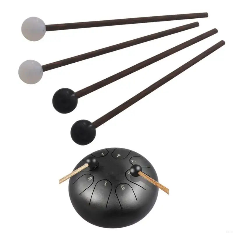 1Pair Stahlzunge Drum Mallet Glockenspiel Drum Gummi -Drumsticks mit Holzgriff Percussion Instrument Teile 69HD – Detail 7
