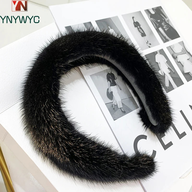 2024 Hot Sale Women Luxury winter 100% Real Mink Fur Headbands High Quality Real Fur Hair Band Lady Fashion Hair Hoop Furry Gift new women s real rex rabbit fur knitted scarf raccoon fur genuine fur scarf fashion lady real rex rabbit fur scarves cowl snood