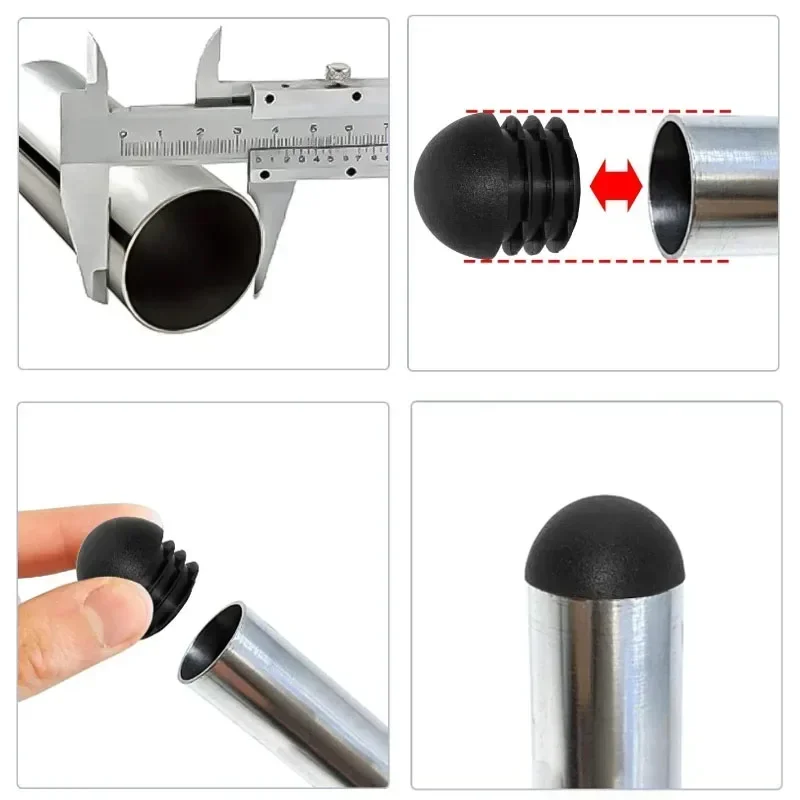 Domed Round Plastic Blanking End Caps 1-20Pcs pipe end cap silicone rubber caps rubber caps silicone rubber plugs 13mm-76mm black&White Chair Feet Tube Inserts Plug Dust Cover