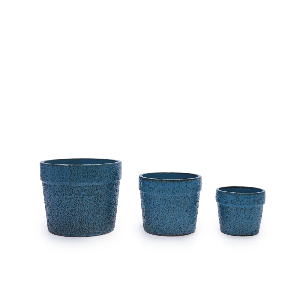 3-teiliges Handgefertigtes Keramik-Blumentopf-Set mit Gefärbter Glasur Ø38,1/30,5/22,9cm Atmungsaktive Töpferwaren Heimdekoration für Garten-Blumentopf – Detail 7