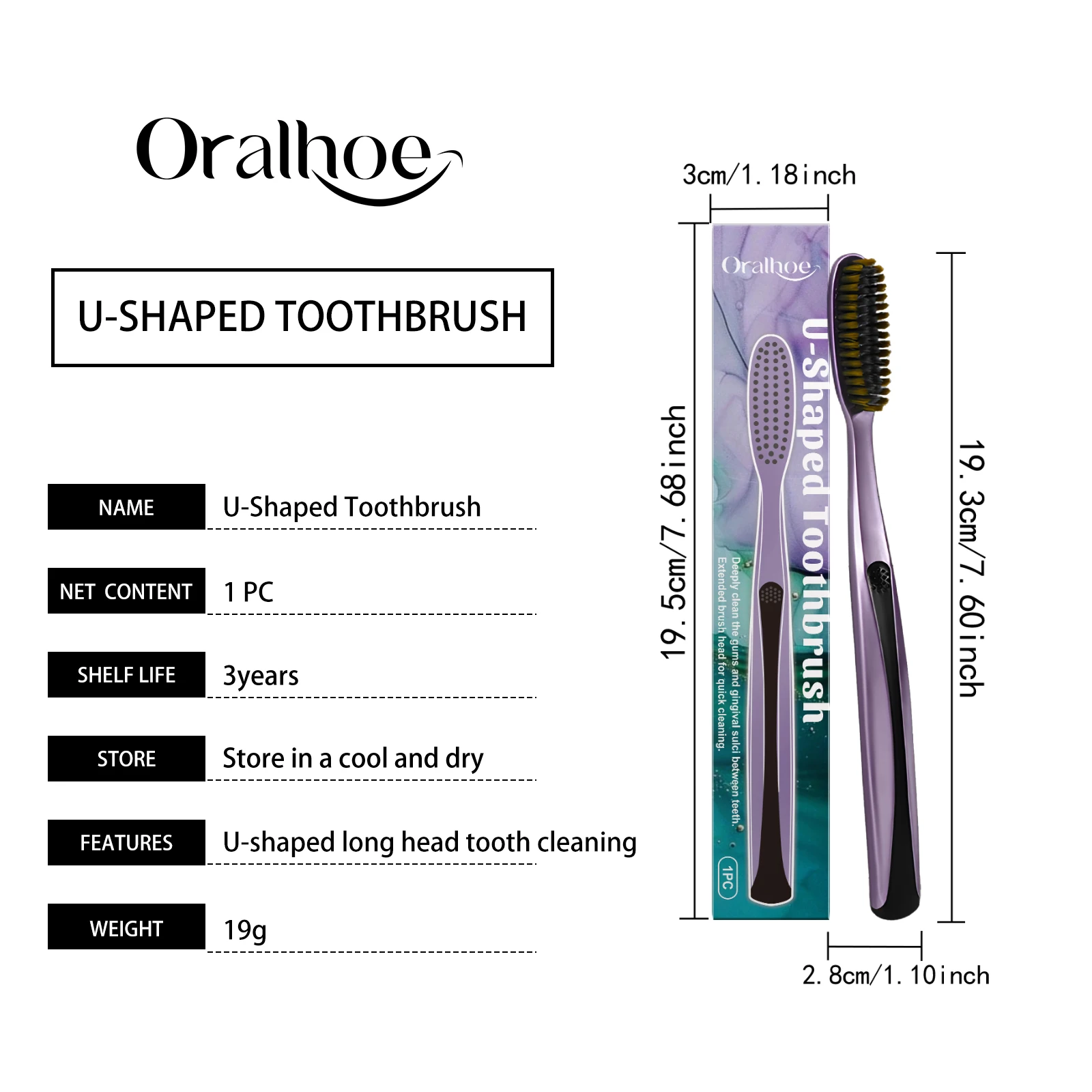 U-Shaped Long-Head Toothbrush - Gentle Dental Cleaning, Hygienic Gum Protection & Daily Oral Care For Teeth Health