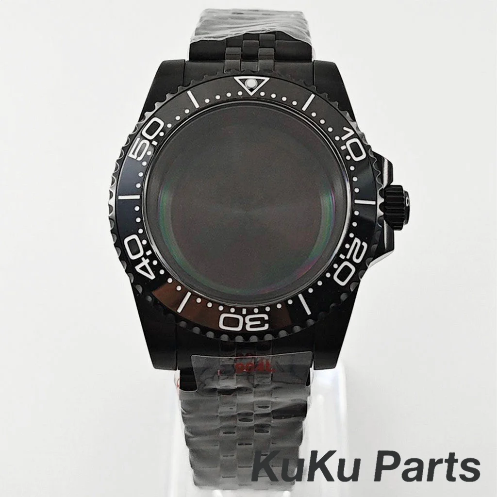 Black Purple GMT Bezel Watch Case with PVD Black Jubilee Bracelet and Sapphire Crystal