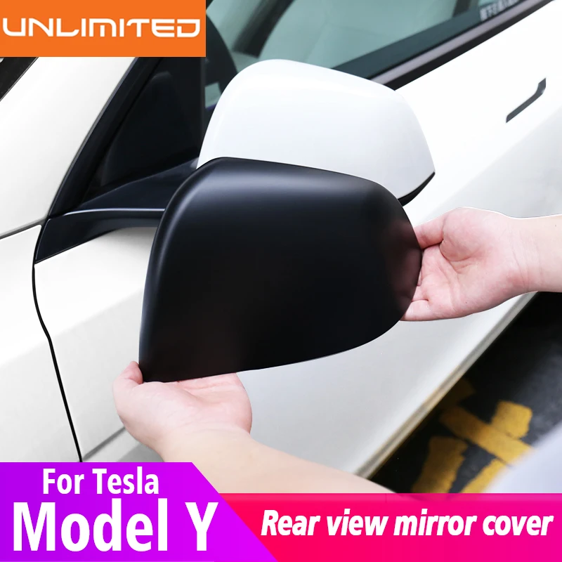 

For Tesla 2021-2022 Model Y Car ABS Rear View Mirror Cover Door Side Rear View Mirror Protective Shell Decorative Accessories