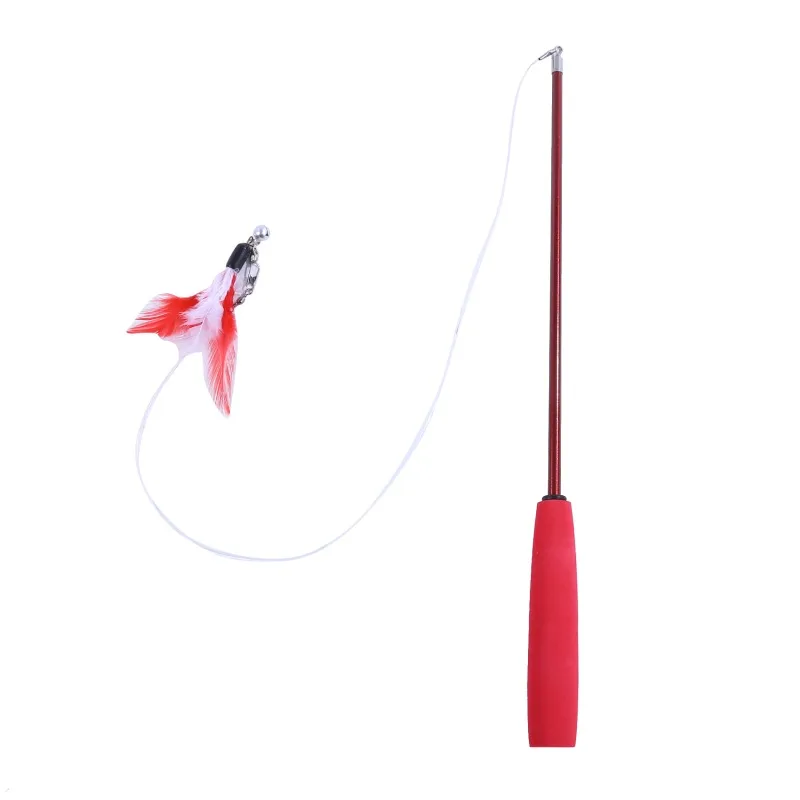Interaktive Katze Feder Spielzeug Feder Teaser Stick Zauberstab Haustier einziehbare Feder glocke Nachfüllung Ersatz fänger Produkt für Kätzchen – Detail 5