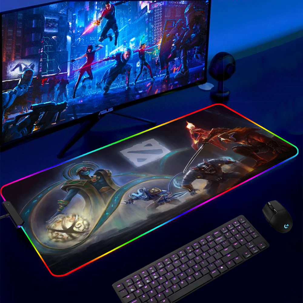 

DOTA 2 Large RGB Mouse Pad Xl Gaming Mousepad LED Mause Pad Gamer Mouse Carpet Big Mausepad PC Desk Pad Mat with Backlit 40x90