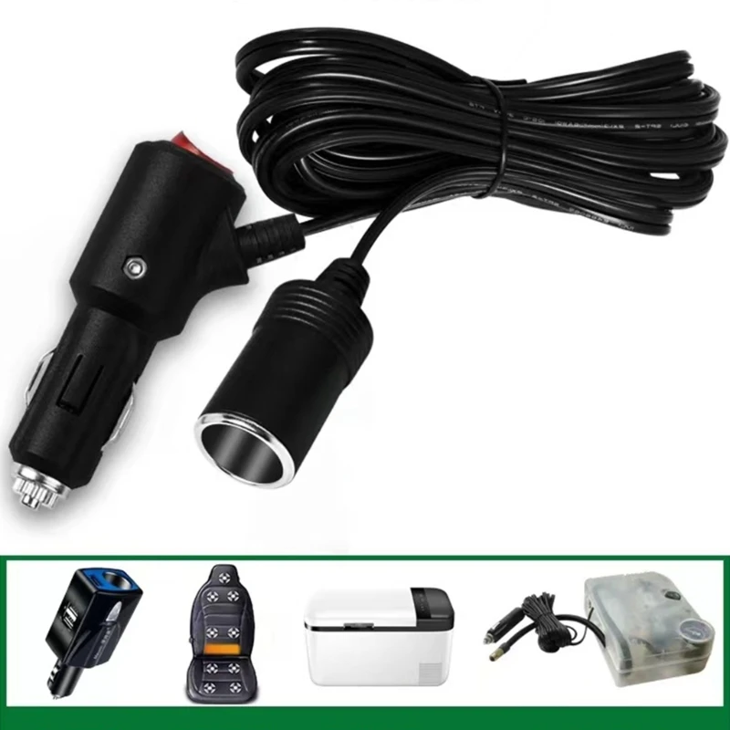 Car Cigarette Lighter Extension Cord with On/off- Button Max180W for Car , Vacuum Cleaners, Fans, LED Lights, 2