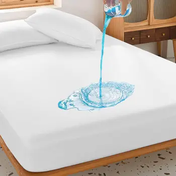 Housse de protection légère et imperméable pour matelas, en tissu tricoté en Polyester avec bandes de caoutchouc, lavable en Machine, sans oreiller 1