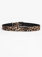 Jeans de ceinture imprimé léopard à boucle ardillon rétro décontracté pour hommes, ceinture accessoire polyvalente 4