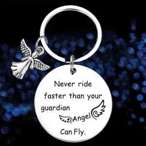 New Daughter Gifts Keychain Pendant Never Drive Faster Than Your Guardian Angel Can Fly Key Chains New Driver Gift