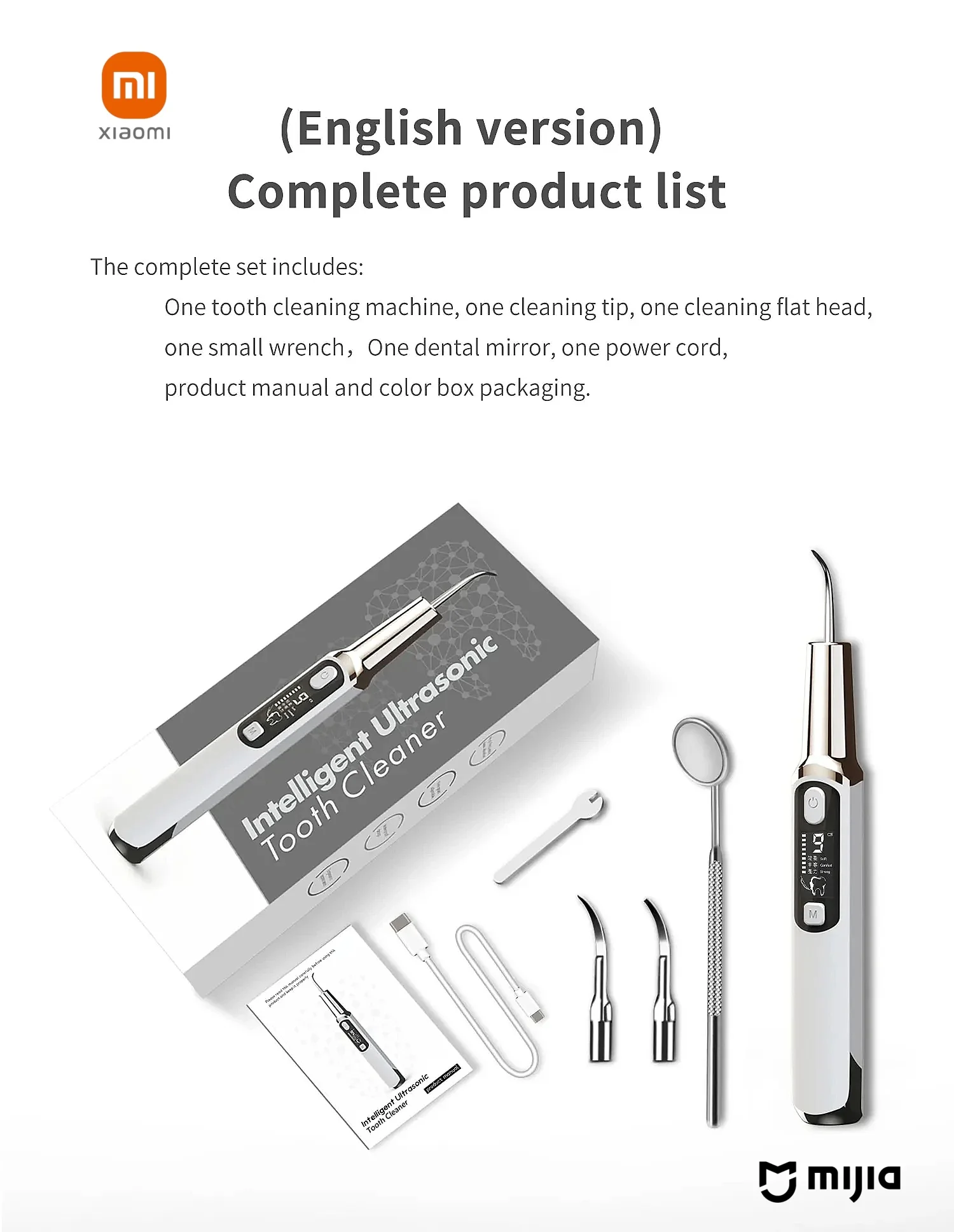 Xiaomi MIJIA Ultrasonic Dental Scaler Teeth Tartar Stain Tooth Calculu Remover Electric Sonic Teeth Cleaner Dental Stone Removal dental cleaner dental scaler