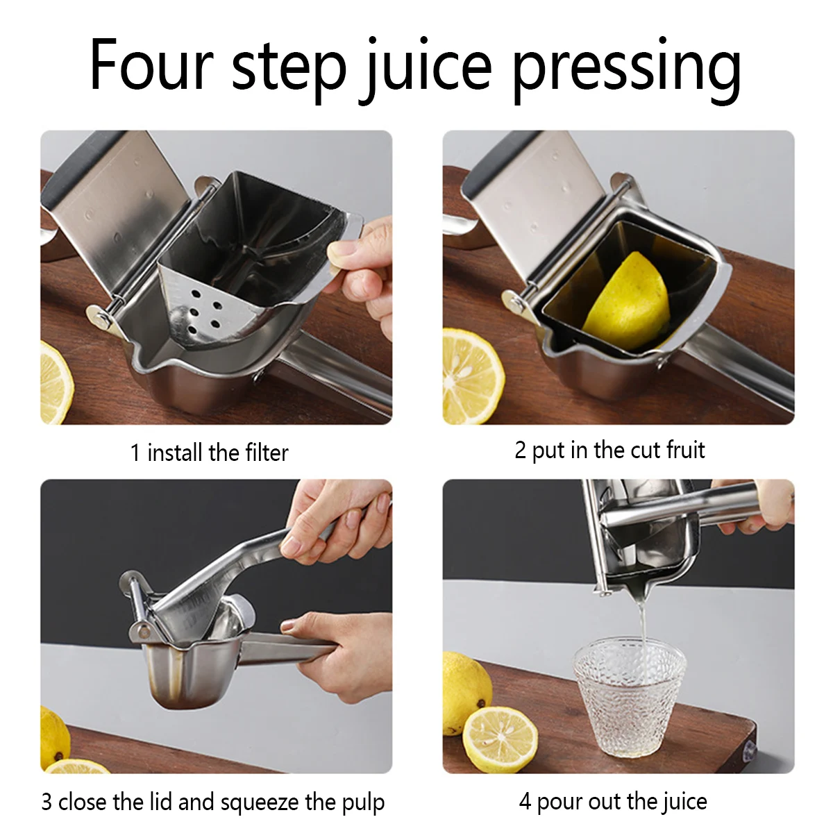 304 Stainless Steel Lemon Squeezer Citrus Juicer Hand Press