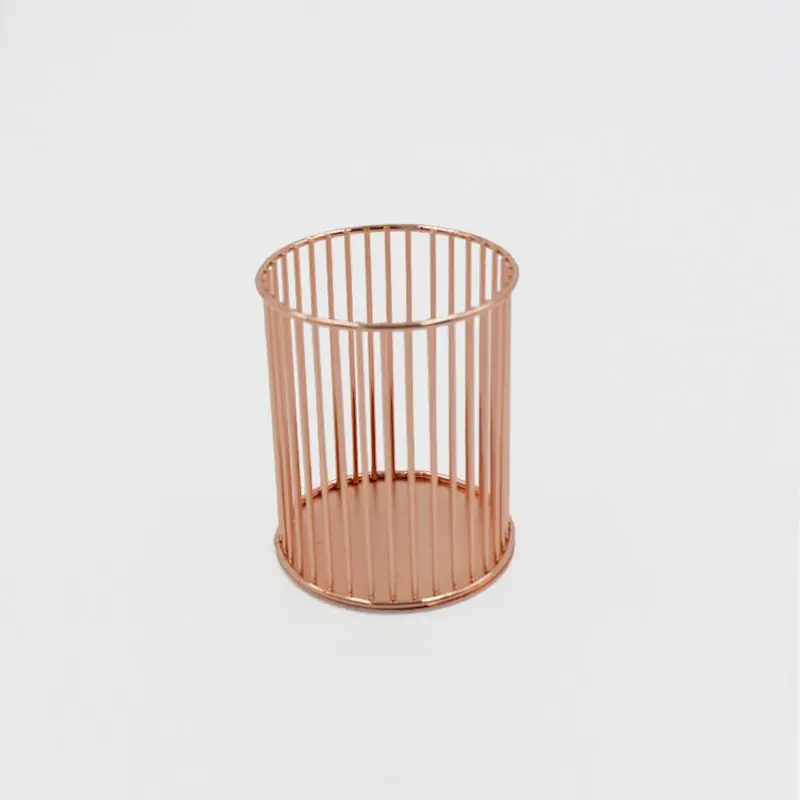 Metal wrought iron pen holder multi-functional desktop storage bucket 3
