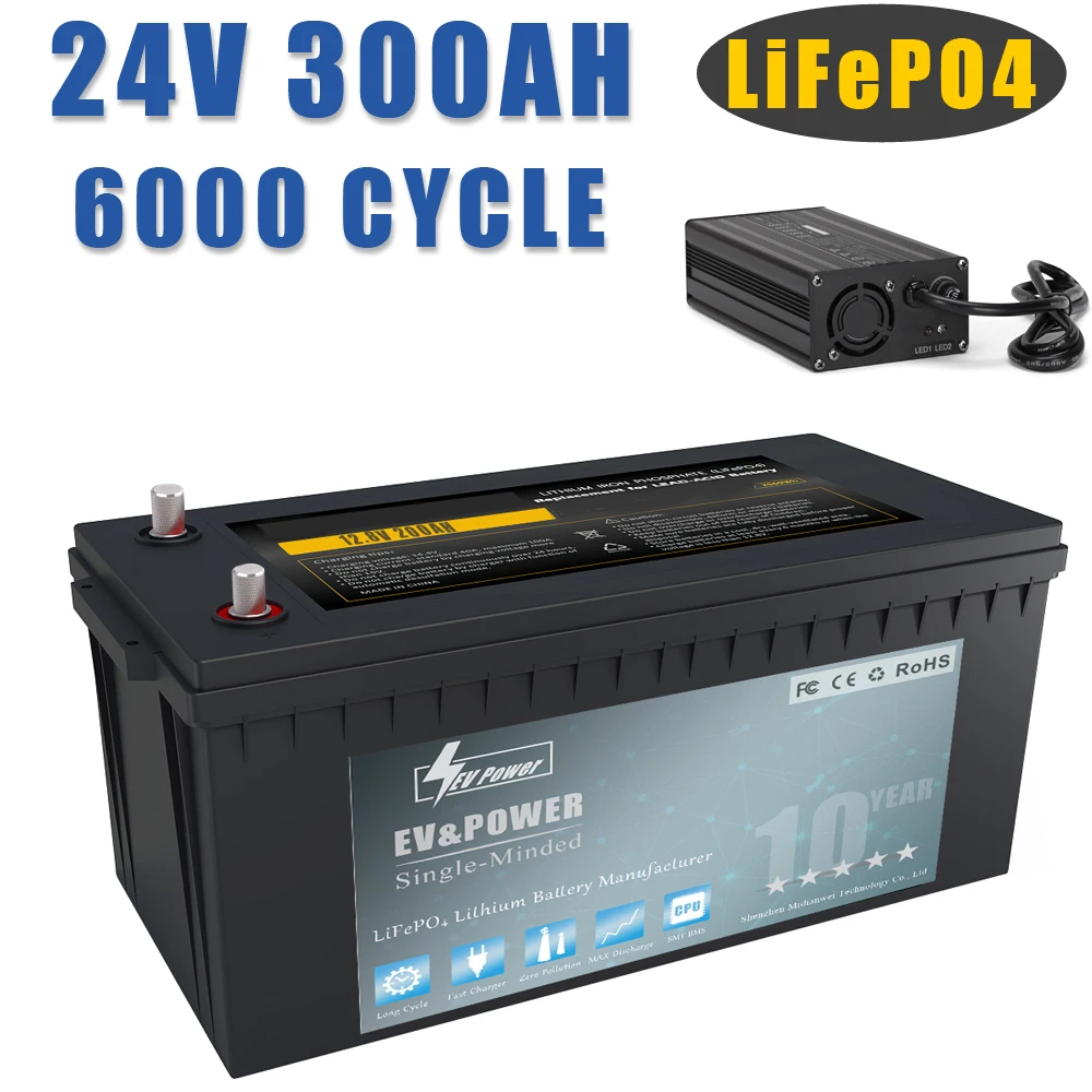 24V LiFePO4 Battery 300Ah 200Ah 100AH With BMS Lithium Power Golf Cart Batteries  RV campers off-road Off-grid Solar energy - AliExpress