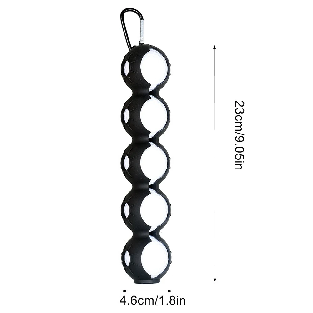 Silicone Golf Ball Holder with Hook 5 Balls Golf Ball Cover Case Portable Carry Bag Golf Ball Sleeve Golf Accessories