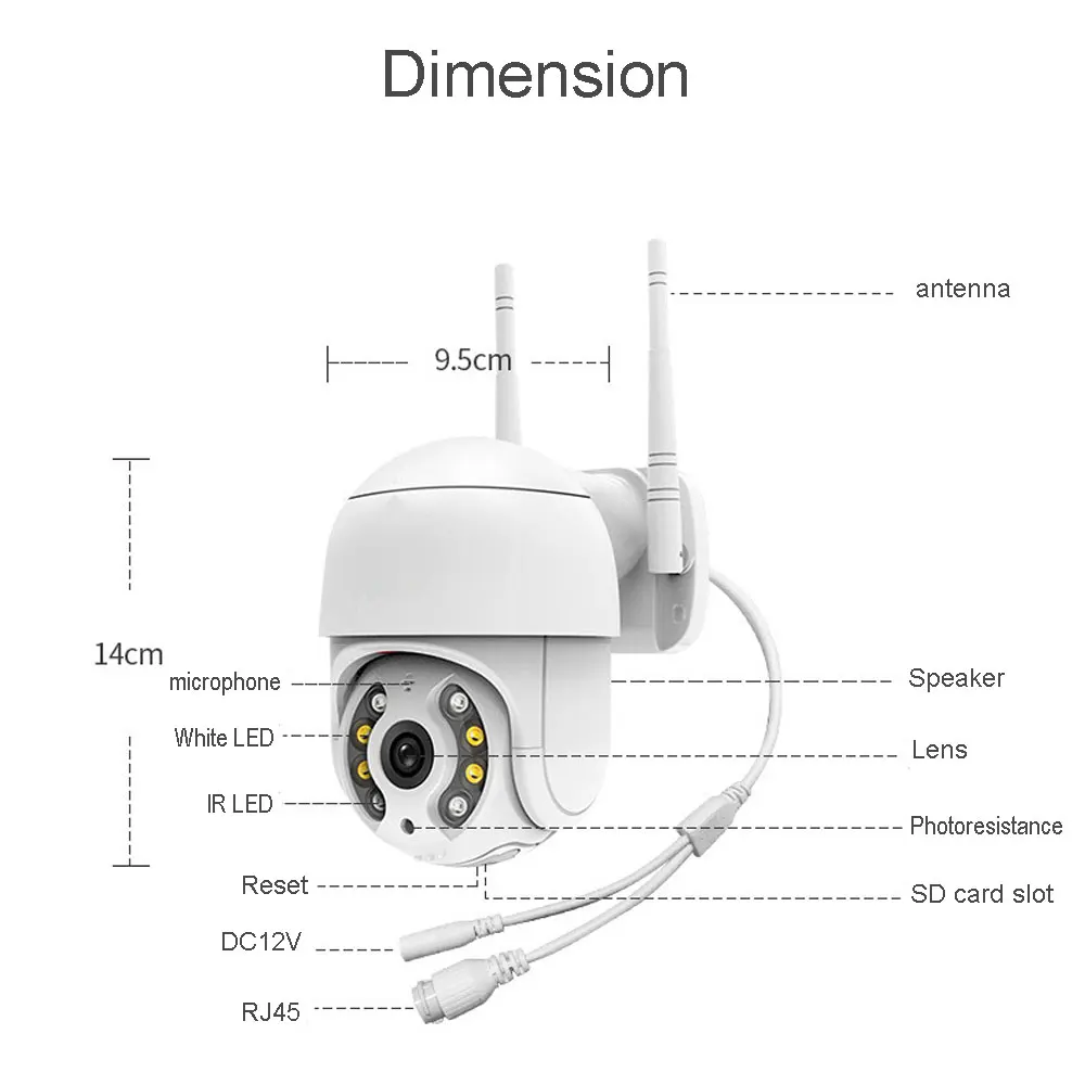 ICSee 와이파이 IP 카메라 PTZ 4K 8MP 자동 추적 무선 IP 카메라 비전 카메라, 오디오 포함