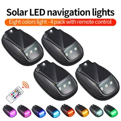 Wireless LED Solar Roof Strobe Light with Remote Control for Vehicles - No Installation Required (4PCS)