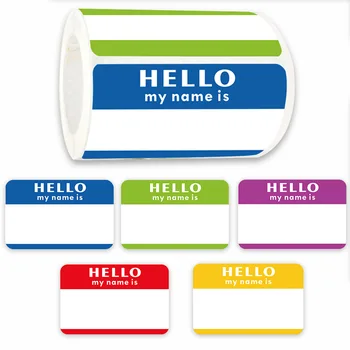 300PCS Etichette con nome Adesivi Ciao Il mio nome è Etichette per ufficio Riunioni Scuola Etichette adesive per feste Etichette autoadesive con nome in rotolo