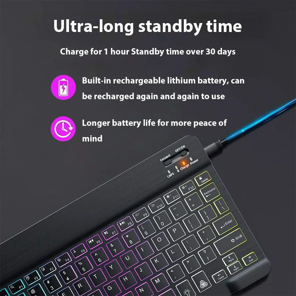 Bluetooth Keyboard wireless keyboard wireless keyboard mouse tablet keyboard ipad keyboard for Tablet Android IOS Windows Wireless Mouse Keyboard Bluetooth-compatible Rainbow Backlit for IPad