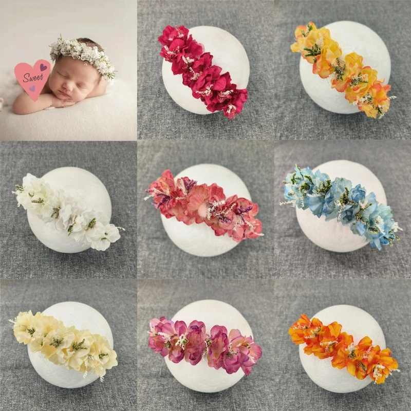 

Flower Headband for Baby Photography Adjustable Headdress Handmade Shower Gift for Newborns and Infant Celebrations