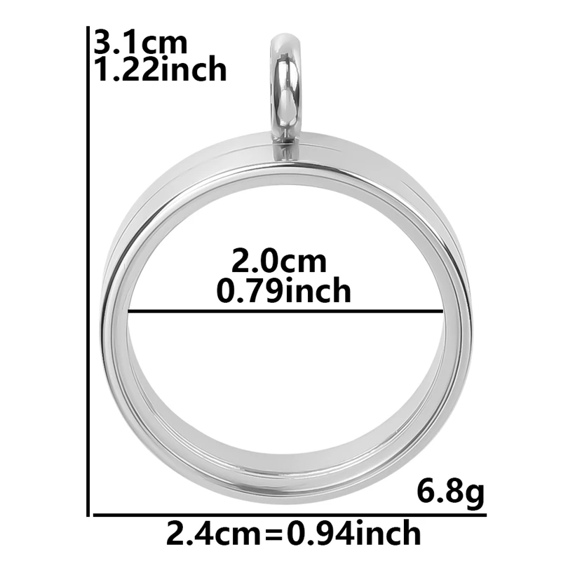 High-Quality Stainless Steel Round Glass Coin Bezel Photo Locket Pendant