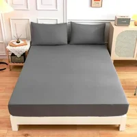 Solid Color Soft Polyester Fitted Sheet Elastic Band Bedsheet Mattress Cover Single Double Bed Set  120/150/160/180/200/220cm 2