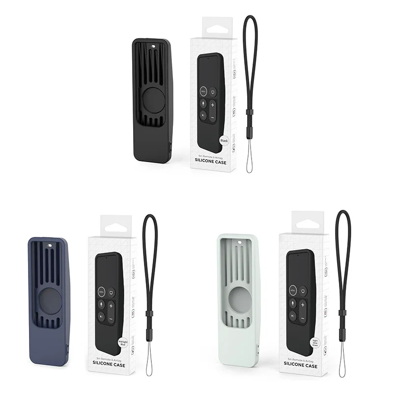 Per Il 2017 Apple Tv Hd/4K Siri Remote Tv Siri Remote 1St Gen Case Con Custodia In Silicone Antiscivolo Per Supporto Airtag