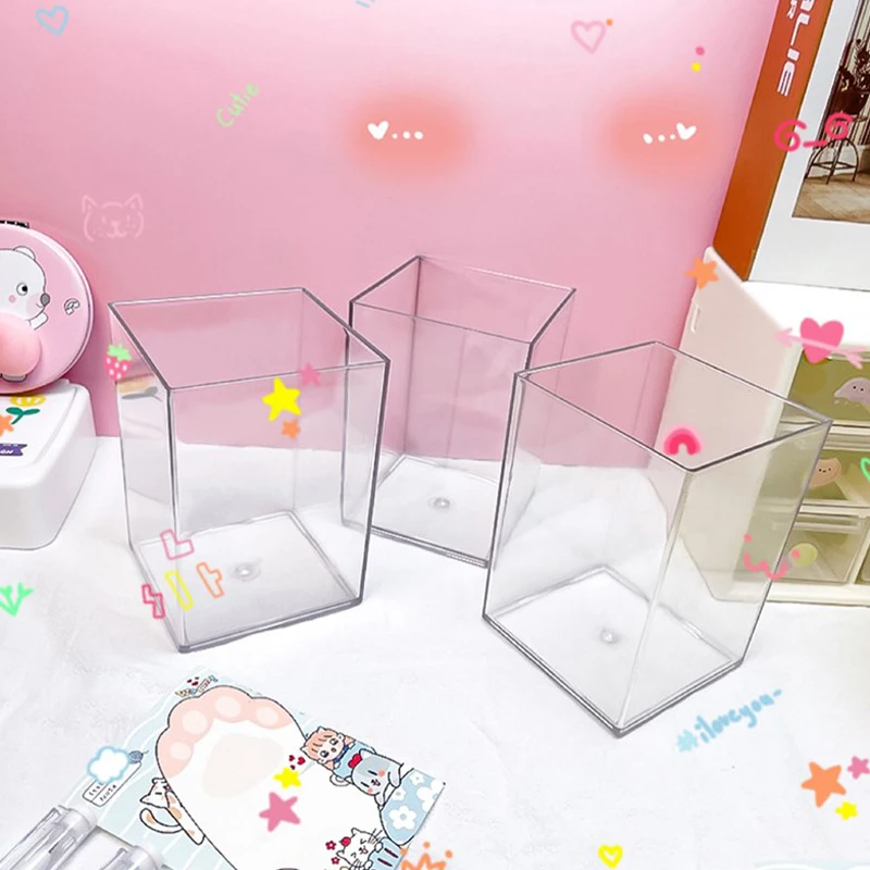 투명 플라스틱 펜꽂이 책상 정리함, 책상 문구 보관 펜꽂이