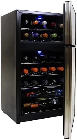 Refrigerador de vino con compresor de 19 botellas, nevera de vino  independiente, bodega con pantalla digital de temperatura y puerta de  vidrio