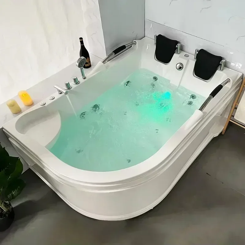 Modern Freestanding Bathtubs Intelligent Constant Temperature Heating Whirlpool Massage Tubs，72" x 48"，Double Deluxe