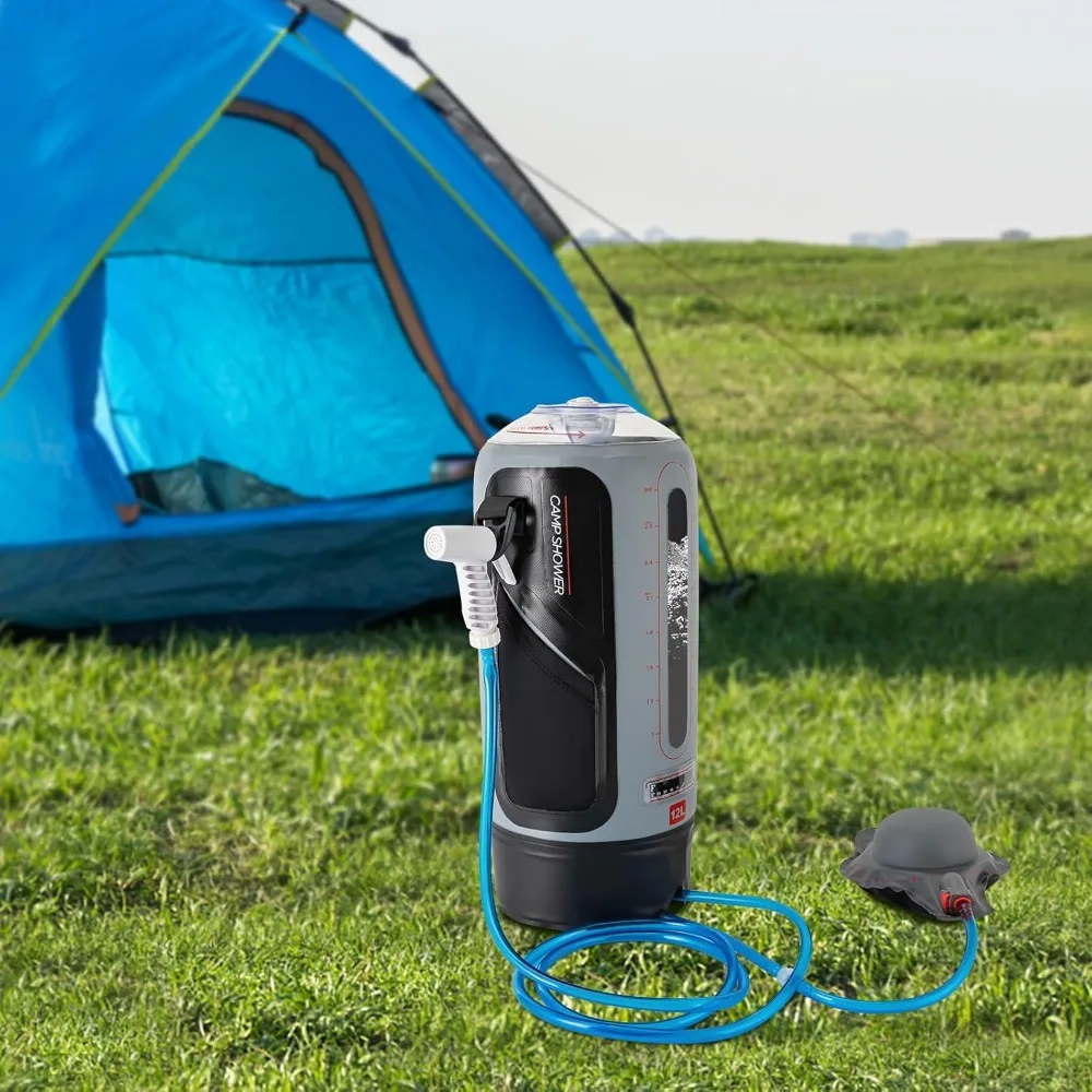 Camping Shower 12L Portable Pressure Camp Shower with Storage Bag Air Pump Shower Head for Outdoor Shower Washing Vegetables 4