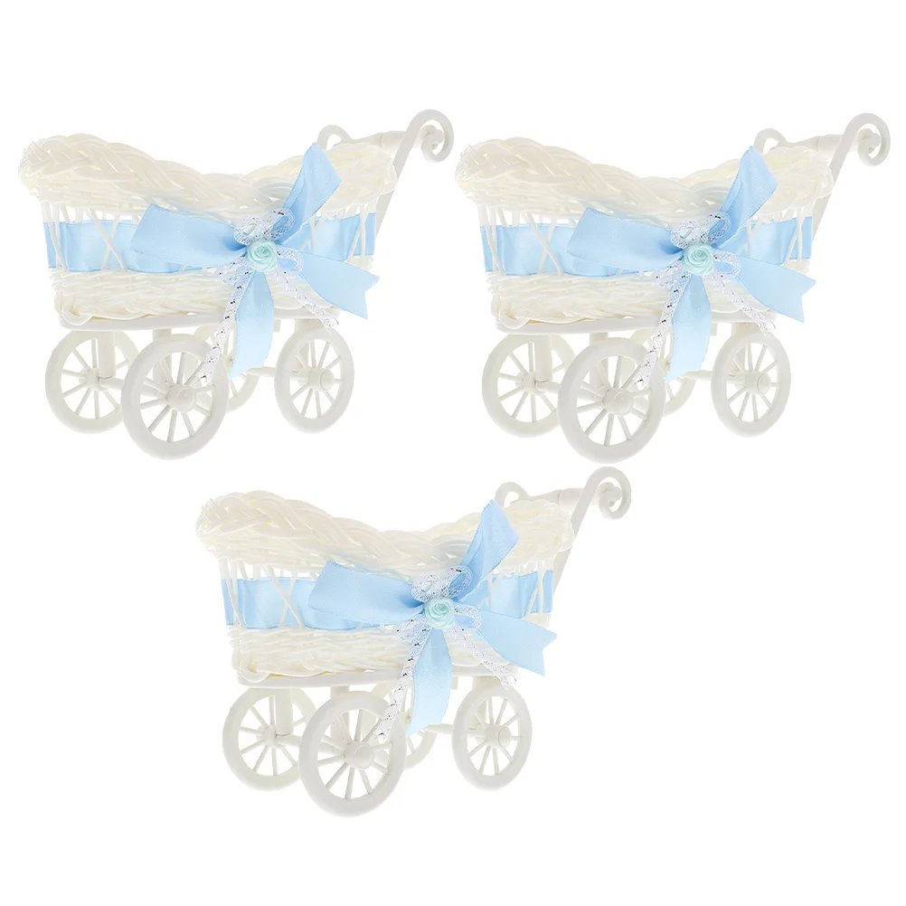 

3Pcs Trolley Shaped Candy Baskets Party Gift Basket Trolley Shape Baskets Wedding Candy Woven Basket