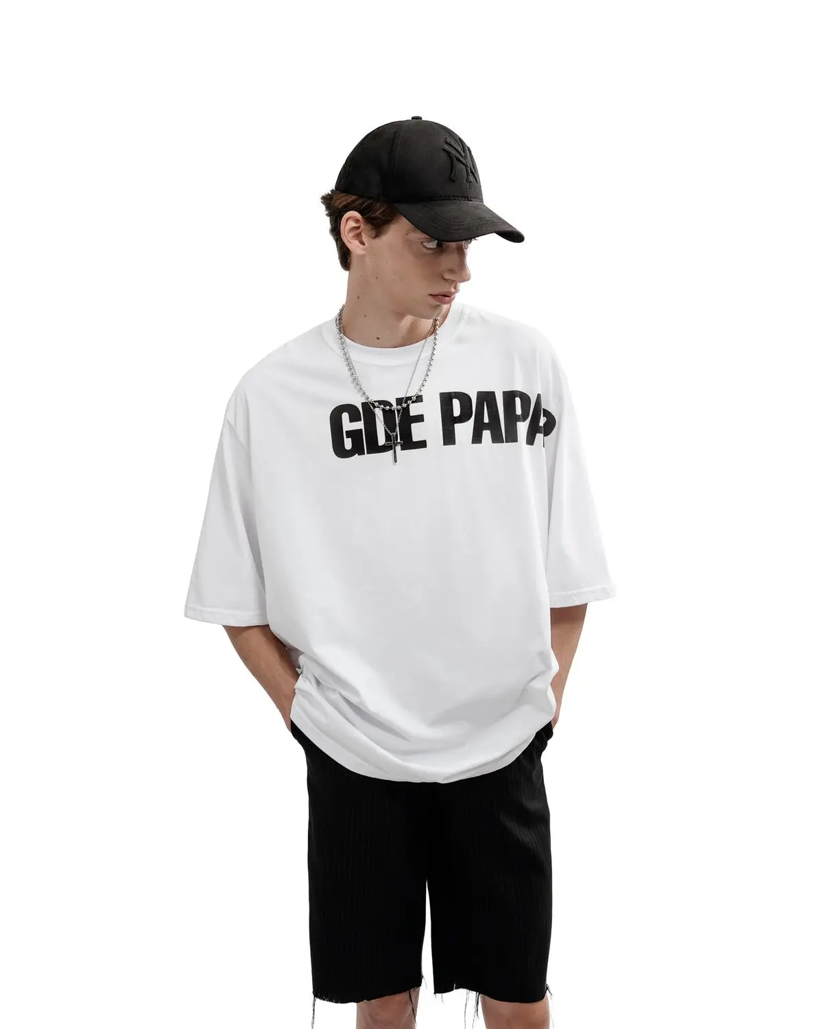 Hip Hop Streetwear Men Tshirt Oversized Short Sleeve GDE PAPA Graphic Print Y2k Tops Tee Harajuku Goth Aesthetic Clothing Cotton