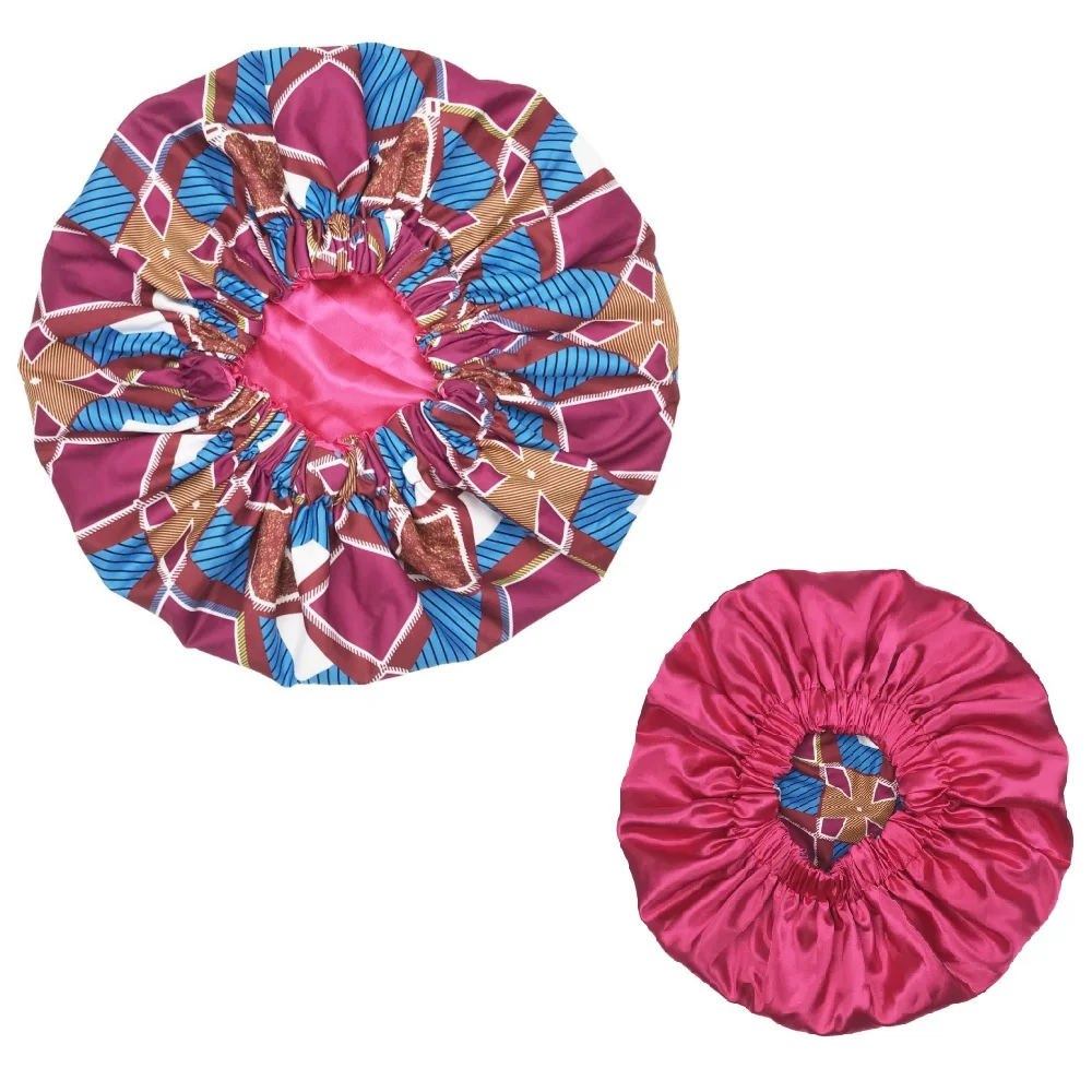 New Extra Large Satin Lined Bonnet Women Big Size Beauty Print Satin Silk Bonnet Sleep Night Cap Head Cover Bonnet Hat Wholesale