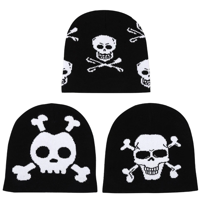 

Unisex Beanie Hat Hip Hop Cap Harajuku Style Skull Pattern Autumn Winter