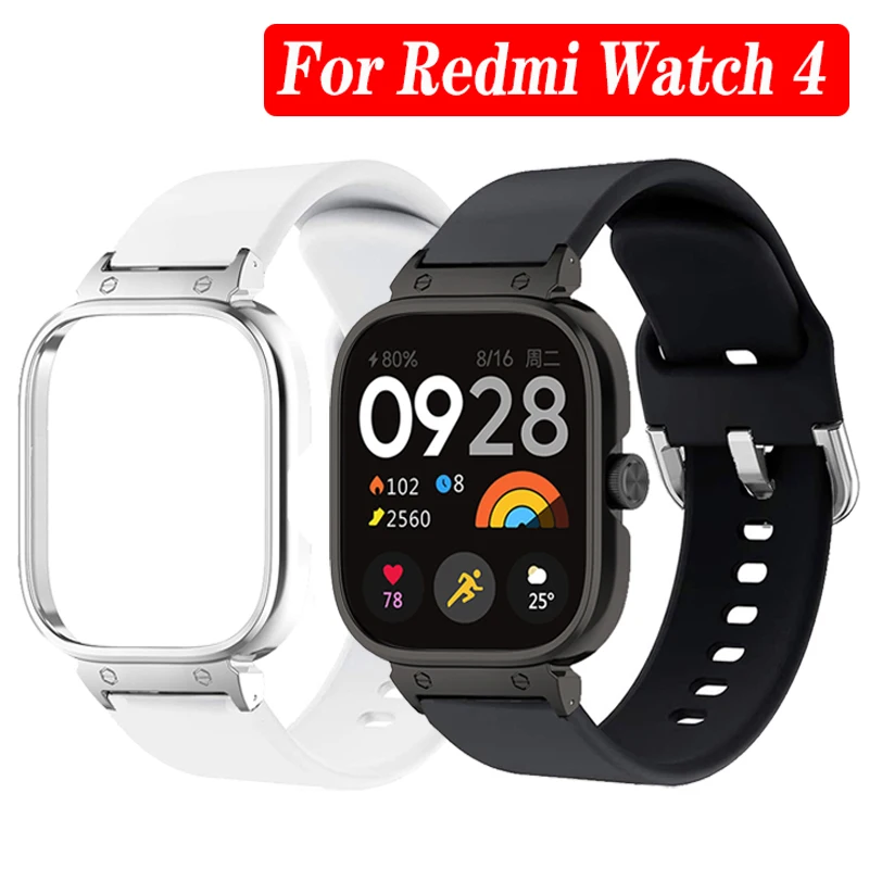 

For Xiaomi Redmi Watch 4 Strap Silicone Bracelet Accessories for redmi watch 4 Metal Protector Case redmiwatch4 Watchband Correa