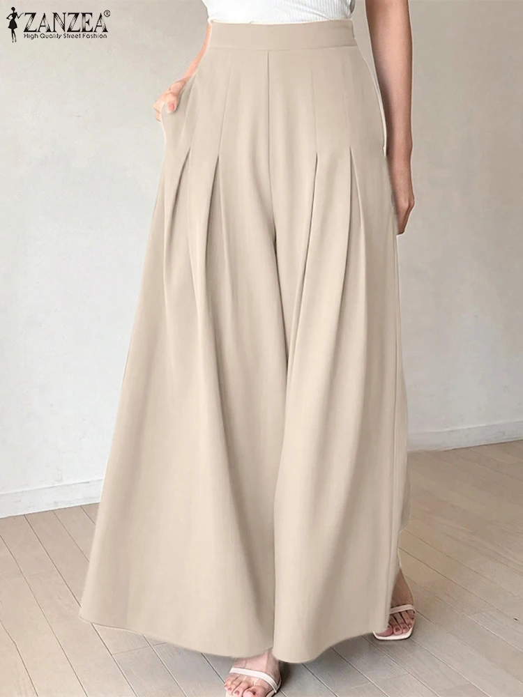 Polyester High Waist Palazzo Pants for Women Casual Summer