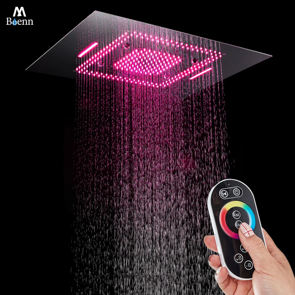 

M Boenn Large 3 Functions Rainfall Shower Head Lucury Hotel Bathroom Waterfall Shower Embeded Ceiling Modern LED Spa Showerheads