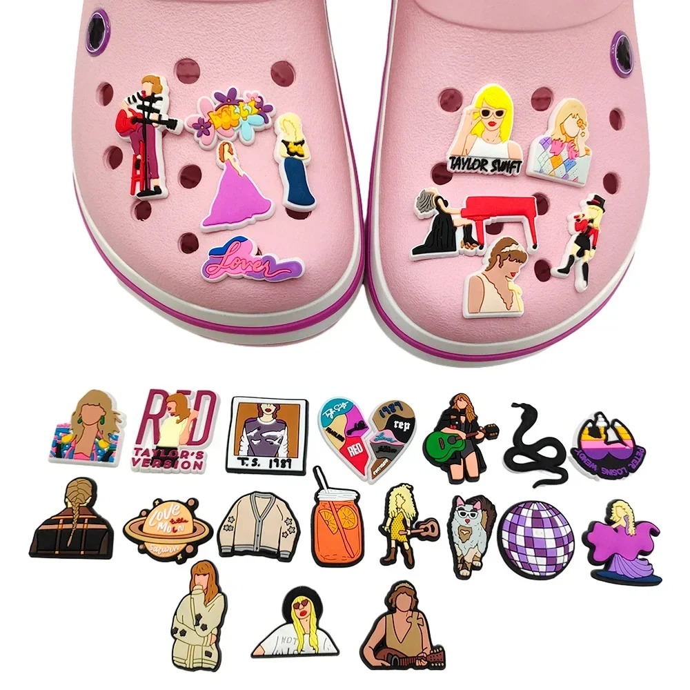 Cartoon Taylor Swift Shoe Charms for Crocs Shoe Decorations for Clogs Sandals Shoe Accessories for Teens Kids Party Gift