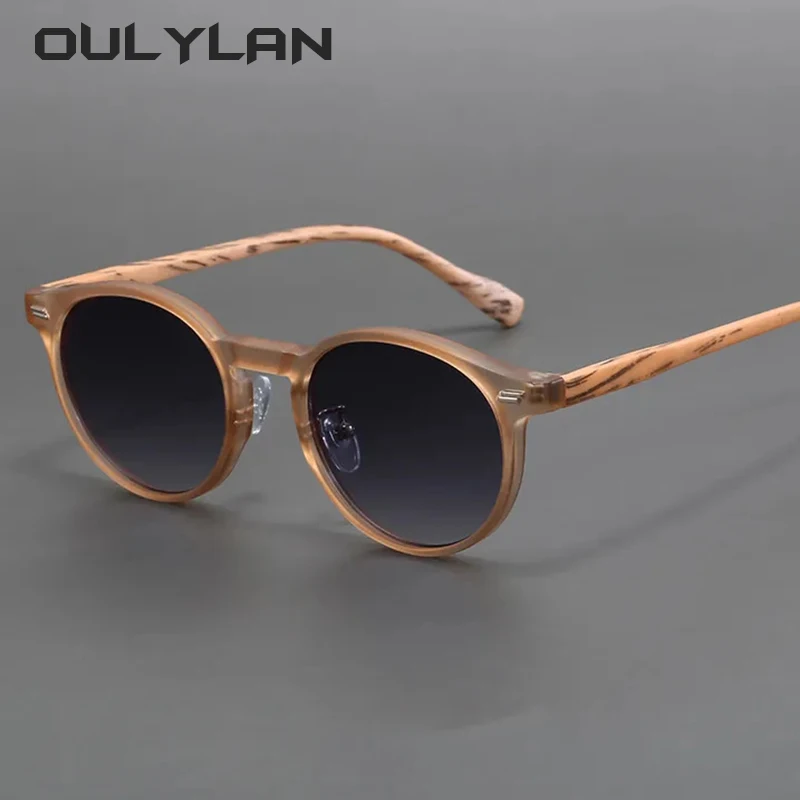 Oulylan-Óculos de sol para homens e mulheres, armação de madeira imitada fosca, óculos vintage, óculos estilo retro, UV400 Shades