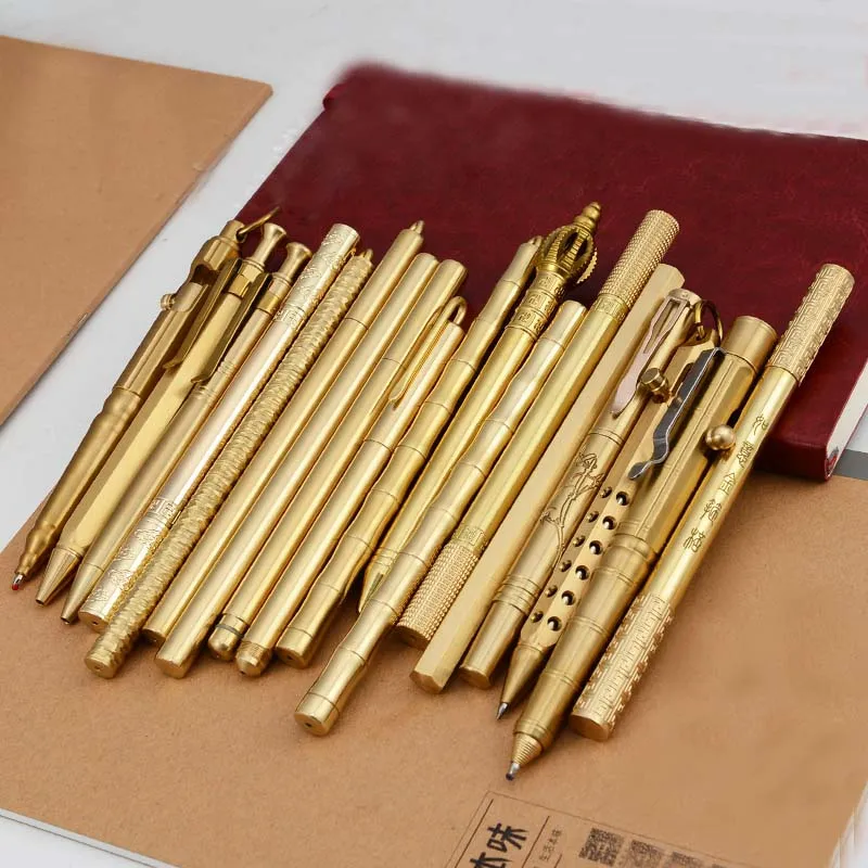 Bolt Action Solid Brass Pen, Ferramenta EDC, Caneta de Bolso ...