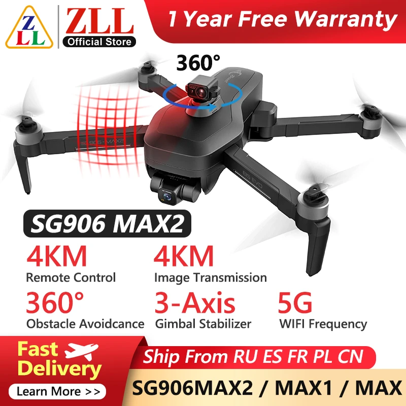 ZLL SG906MAX2 Drone EIS 3-Axis Gimbal GPS 4KM 5G WIFI 360 Obstacle Avoidance 4K Professional Dron SG906 MAX1 FPV RC Quadcopter selfie drone
