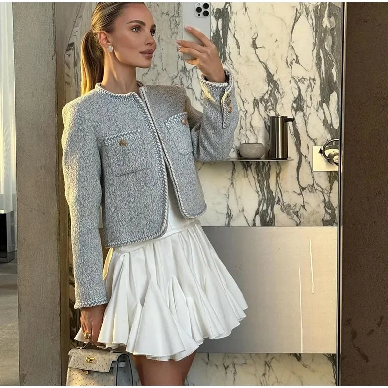 European and American French Ruffled Skirt 2024 Summer New Women's Dress Solid Color Elegant Irregular Pleated Half Skirt