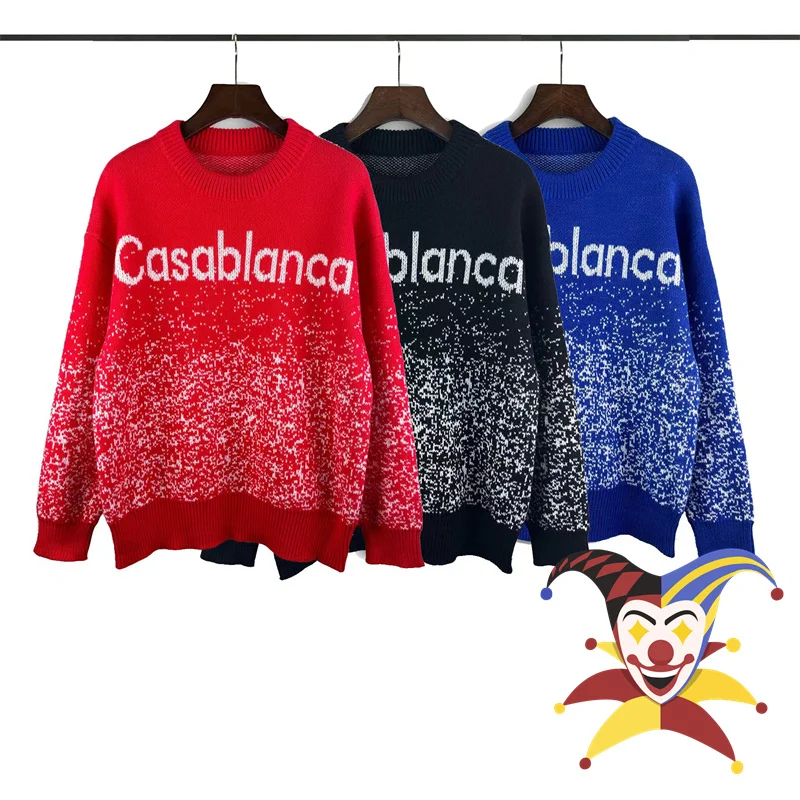 

Red Black Blue Casablanca Jacquard Logo Sweater Men Women 1:1 High Quality Sweatshirts