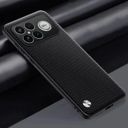 Ultra Thin Vegan Leather Shockproof Silicone Phone Case - Minimalist Design for Redmi K90 ProMax (Matte Black)