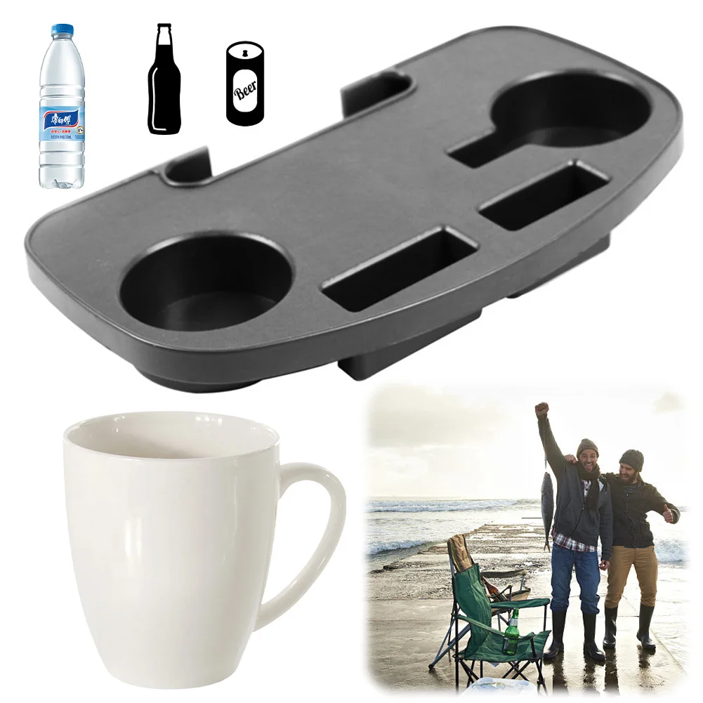 Folding Relaxing Chair Drink Holder Folding Camping Chair Clip On Side Table Cup Drink Holder Tray for Fishing Camping Beach