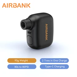 Compact Rechargeable Bicycle Air Pump - 100PSI with Type-C Charging for Schrader and Presta Valves (Black)